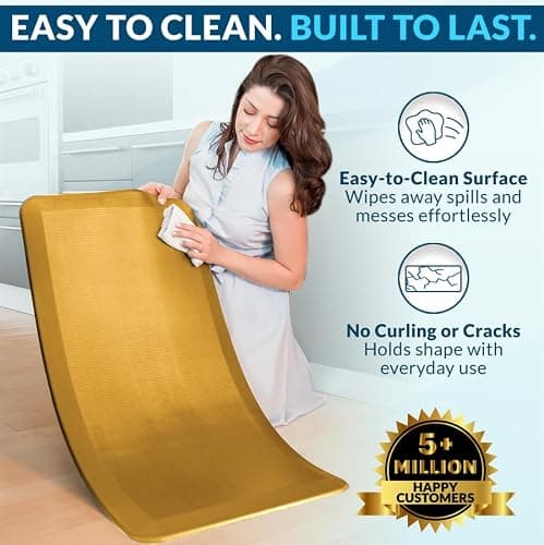 ComfiLife Anti Fatigue Floor Mat – 3/4 Inch Thick Kitchen Mats for Floor, Standing Desk Mat, Kitchen Rug – Comfort at Home, Office – Durable – Stain Resistant – Non-Slip Bottom (20" x 32", Mustard) thumbnail 5