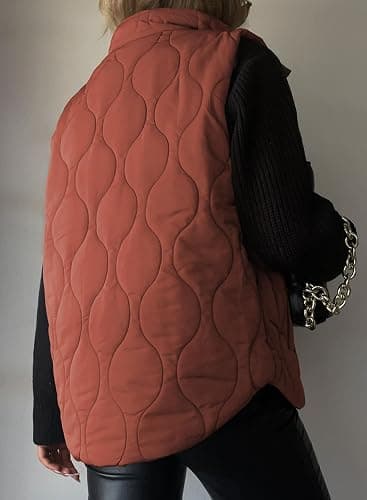 EVALESS Cropped Puffer Vest Women Lightweight Quilted Stand Collar Sleeveless Jackets Fall Winter 2025 Button Zip Up Coat thumbnail 4