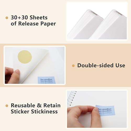 Ruatu 2 Pack Reusable Sticker Book Collecting Album Sticker Storage Organizer Book with 30+30 Sheets Blank Release Paper A5 Stickers Collection Notebook(Black+Clear) thumbnail 3