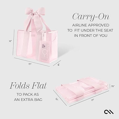 Case-Mate Pink Bow Beach Tote - Lightweight Beach Bag with Phone Pouch for Women - Waterproof, Tip-Proof, Foldable & Washable - Tote Bag for Beach, Pool, Travel and Vacation - Large - Ballet Pink - Large thumbnail 10
