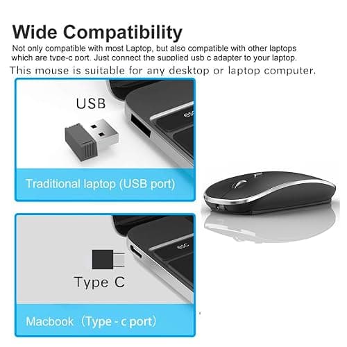 JETTA Wireless Mouse for MacBook Pro, MacBook Air, Laptop, PC - 1600 DPI, Rechargeable Battery, Skin-Friendly, Mute Click, Plug and Play thumbnail 2