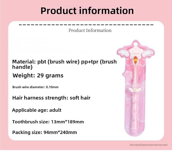 POMN Pink Soft Bristle Toothbrush Fairy Toothbrush Cute Girl Kid's Toothbrush Micro Fur Manual Toothbrush with 10000 Ultra Soft Bristle (2 Pack) thumbnail 7
