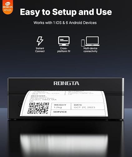 Rongta Bluetooth Shipping Label Printer, Wireless 4x6 Thermal Label Printer for Shipping Packages, Support Android, iPhone, Widely Used for Amazon, Shopify, Etsy, UPS, Black thumbnail 4