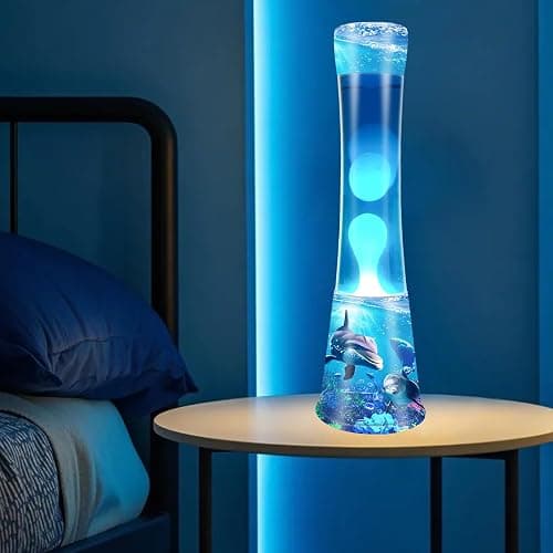 Jellyfish Lamp, 16inches Motion Light with Blue Liquid White Wax Cool Night Lights Home Bedroom Office Decoration Lighting Holiday Present Lava Lamps for Adults - Blue thumbnail 4