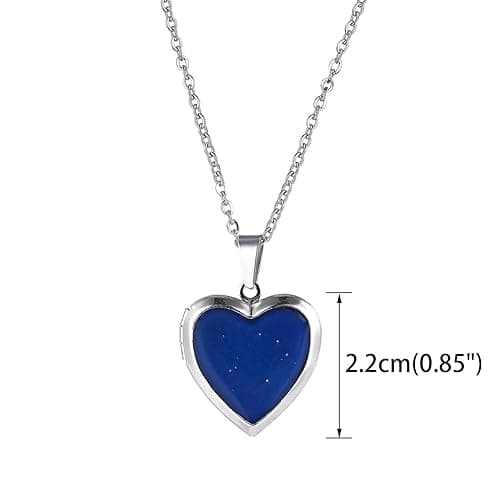 FM FM42 Temperature Sensing Color Changing Pendant Necklace with 19.29" Stainless Steel Rolo Chain - Heart Openable Locket thumbnail 9