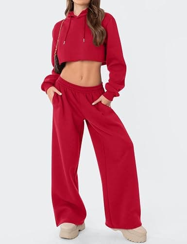 LOMON Wide Leg Sweatpants Women Fleece Sweat Pants Fall Spring Clothes 2026 Teen Girl Baggy Jogger Sweatpant with Pockets thumbnail 3