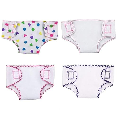 DC-BEAUTIFUL 4 Pack Baby Diapers Doll Underwear for 14-18 Inch Baby Dolls, Suitable for Infant Dolls Baby Girls - Pure Color - 4 Pcs