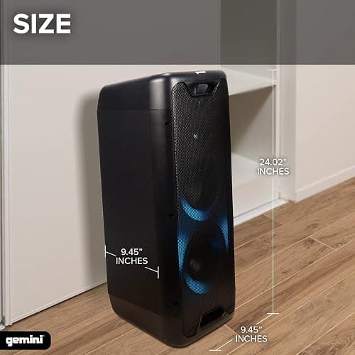 Gemini Bluetooth Party Speaker 800W with LED Lights, Dual 6.5” Woofers, Mic & Guitar Inputs, TWS Pairing, USB/FM/AUX/Bluetooth Playback, 16 Hr Battery – Portable Speaker for Parties (GLS-550) thumbnail 7