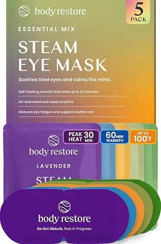 Body Restore Heated Eye Mask Warm Compress for Dry Eyes - Variety 5 Pack | Stocking Stuffers & Birthday Gifts, Self Heating Steam Mask for Fast Relief, Relaxation, Sleep, Spa, Travel, Self Care - Image 1