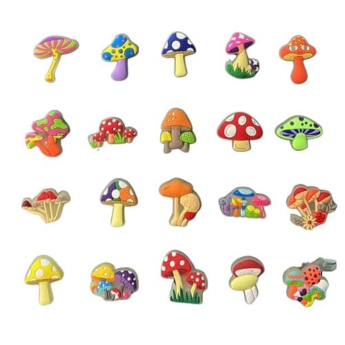 Fungi Fun 20pcs Glow in the Dark Mushroom Shoe Charms for Clog Slides Sandals, Glowing Cute Mushroom Shoe Decoration, Kawaii Colorful Luminous Mushroom Shoe Pins Accessories for Kid Girls,Boys Party Favor thumbnail 4