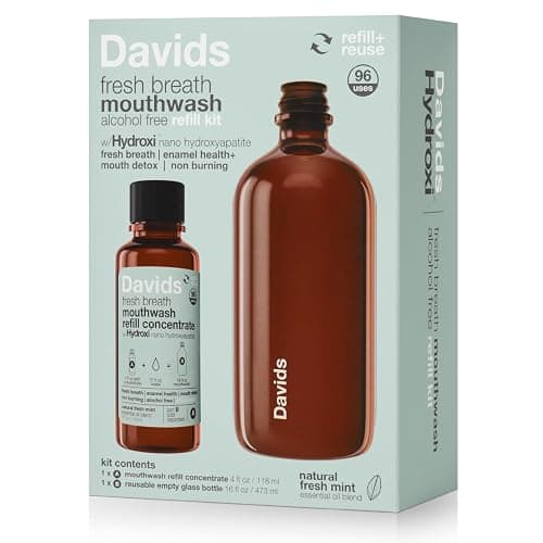 Davids Hydroxi Fresh Breath Mouthwash Starter Kit, Alcohol-Free, Fluoride-Free, Nano-Hydroxyapatite for Remineralizing & Enamel Health, Relieves Dry Mouth, Fresh Mint, 16 fl oz - Image 1