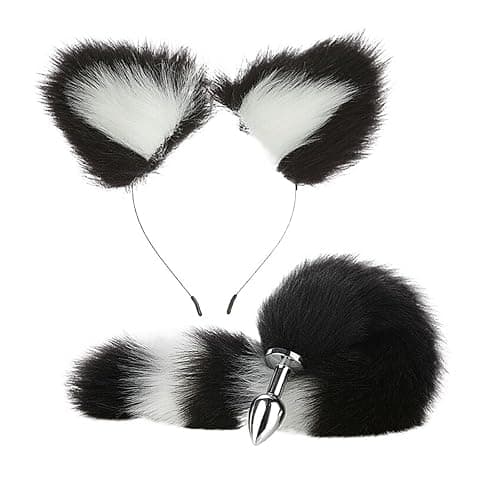 40cm Fox Tail Anal Plug Sexy Plush Cat Ears Headbands Butt Plug Tail Cosplay Sex Toys For Women Anal (Color : F) - F thumbnail 5