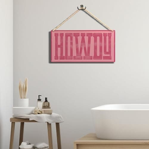 Ryeolo Howdy Sign - Preppy Hot Pink Cowgirl Wall Decor, Western Home Living Room Decor, 11.8x5.9 Inch Wall Pediment thumbnail 3