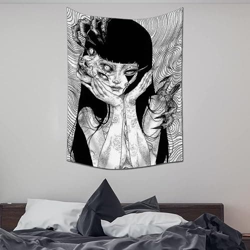 EWRITN Canvas Anime Tomie Revenge Junji Ito Tapestry, Hanging Dorm Party Backdrop Decorations Home Decorations for Living Room Bedroom(60 x 40 in) thumbnail 4