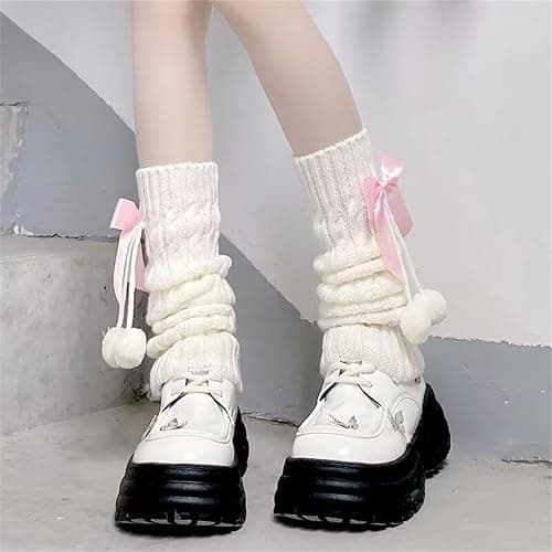 RWYBEIW Y2k Lolita Ankle Leg Warmers for Women Cable Knit Long Socks Harajuku Kawaii Ankle Boot Socks Winter Ankle Warmers thumbnail 2