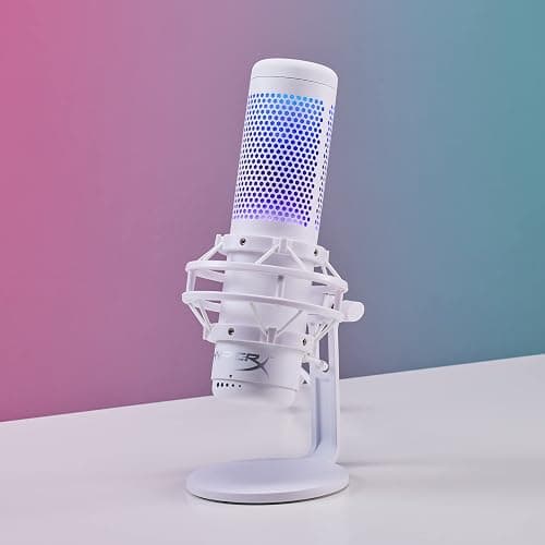 HyperX QuadCast S – RGB USB Condenser Microphone for PC, PS5, Mac, Anti-Vibration Shock Mount, 4 Polar Patterns, Pop Filter, Gain Control, Gaming, Streaming, Podcasts, Twitch, YouTube, Discord – White - White - QuadCast S White - Microphone thumbnail 20