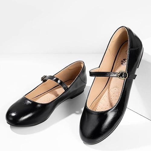 Rekayla Mary Jane Flats for Women Leather Ballet Flats Shoes Round Toe Comfy Dressy Casual Work Flats with Ankle Strap thumbnail 7