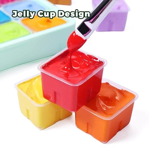 HIMI Gouache Paint Set, 24 Colors x 30ml Unique Jelly Cup Design with 3 Paint Brushes and a Palette in a Carrying Case, Non-Toxic Gouache Paint Perfect for Artists, Students(Green) thumbnail 5