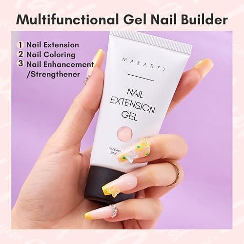 Makartt Poly Nail Gel 50ML Gel Builder for Nails,Light Nude Pink, Gel Nail Extension,Nail Strengthener Hard Gel Color Gel Multifunctional Long-Lasting and Easy to Use for DIY Salon Quality-Peach thumbnail 2