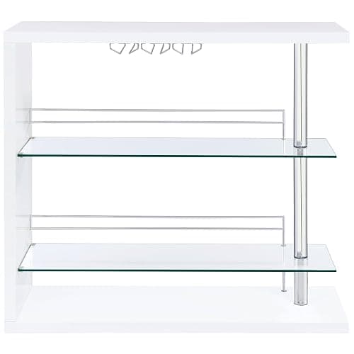 Coaster Home Furnishings - Prescott - Rectangular Wine Table with Clear Tempered Glass Shelves and Stemware Racks - Dining Room & Home Bar - White - 100167 thumbnail 7