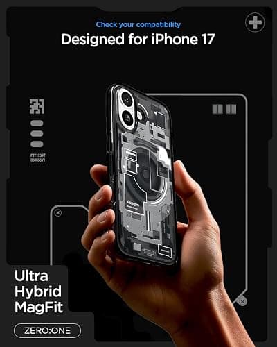 Spigen Ultra Hybrid MagFit Direct Digital Printing Case for iPhone 17 [Custom Design][Compatible with Magsafe] - Zero One Black thumbnail 2