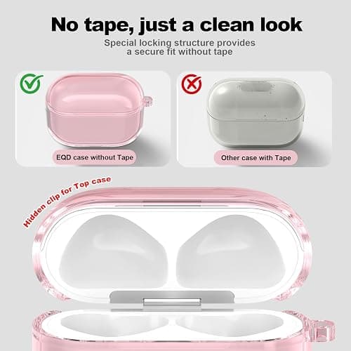 EQD for AirPods 4 Case Clear, with Cleaning Kit and Keyring, Pink | Shockproof TPU Transparent Cover for AirPods 4th Generation, Compatible with Wireless Charging thumbnail 5