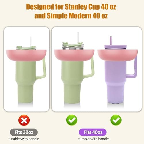 Snack Bowl for Stanley Cup 40 oz with Handle-Perfectly Compatible with Stanley Quencher H2.0 Tumbler 40 oz with Handle, Reusable Silicone Snack Tray, Stanley cup accessories (Pink Snack Bowl) thumbnail 4