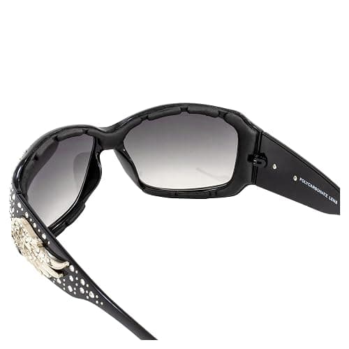 Rodeo Queen Angel Padded Motorcycle Bling Sunglasses for Women Black Frame w/Bling Rhinestones thumbnail 5
