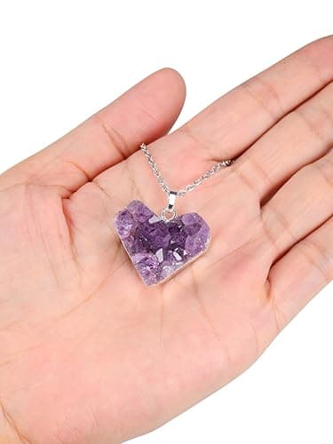 Jovivi Natural Amethyst Cluster Crystal Necklace for Women Men,Irregular Raw Rough Amethyst Quartz Stone Pendant Necklace Jewelry for Spiritual Reiki Healing,Beauty, Love and Positive Energy thumbnail 4
