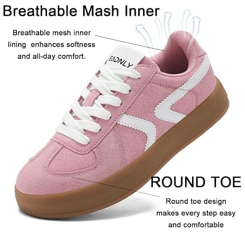 EADNLY Women's Retro Fashion Sneakers - Gum Sole Suede Casual Walking Footwear Skate Shoes Non Slip Trainers thumbnail 4