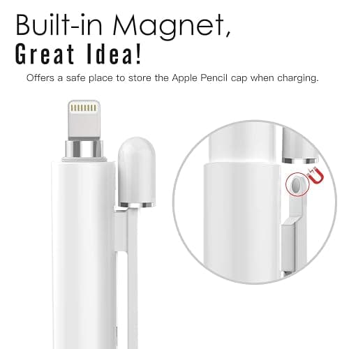 MoKo Holder Case for Apple Pencil 1st Generation, Retractable Apple Pencil 1st Case Protective iPad Pencil Sleeve Skin Cover with Clip, White thumbnail 6