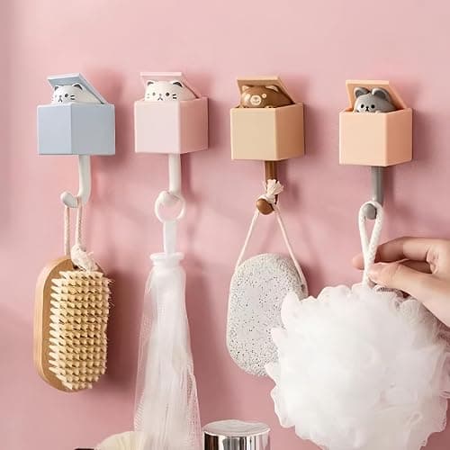 Ruylinare 5PCS Cute Wall Hooks for Keys, Coats & Home Decor - Heavy Duty 5.3lbs Adhesive Hooks, Pet-Shaped Key Holder Wall Mount for Bathroom Bedroom Entryway - Perfect for Renters & Pet Lovers thumbnail 5