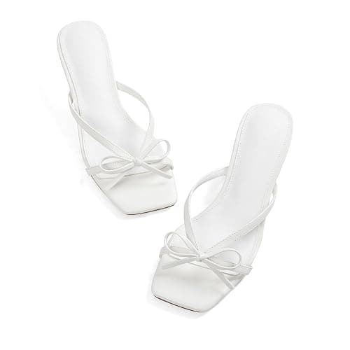 VIMISAOI Women's Bow Knot Strappy Kitten Heels Square Open Toe Slip On Mule Heels Sandals Comfortable Dress Shoes for Party Wedding thumbnail 5