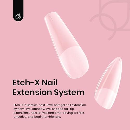 Beetles Soft Gel Nail Tips Short Almond 288pcs in 12 Sizes Etch-X | Pre-Etched Full Cover Acrylic Fake Nails, Salon Quality Nail Supplies, Easy DIY Extension Press On Nails, Gift for Women thumbnail 2