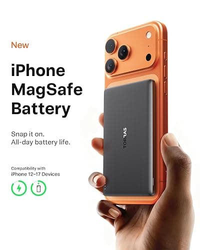 TORRAS MiniMag Power Bank, Ultra Slim 5,000mAh Wireless Portable Charger with USB-C Cable, Fast Charging iPhone Air Magnetic Battery Pack, Compatible for iPhone 17/16/15/14/13/12, Glacier Gray thumbnail 2