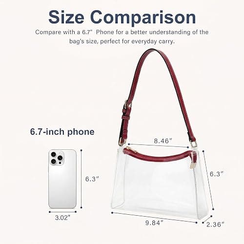 Wuflyover Clear Bag for Stadium Events - Adjustable Strap Clear Shoulder Bag for Concerts & Sports, Game Day Approved thumbnail 4