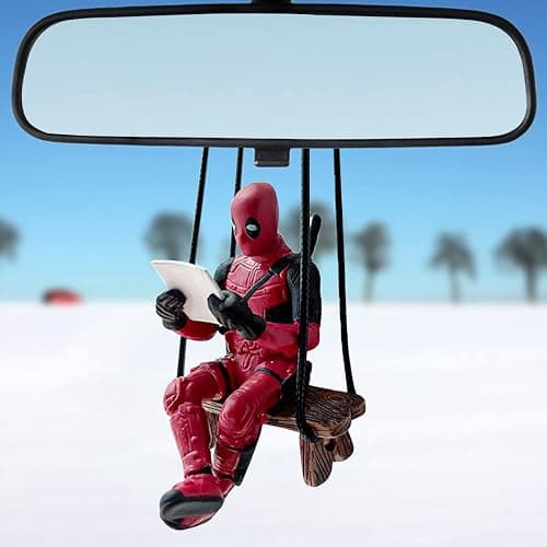 Funny Anime Car Mirror Hanging Accessories Car Pendant Reading Deadpol Ornaments Auto Rearview Mirror Decoration Car Accessories Car Interior Decor - Image 1