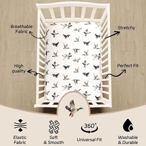 4 Pack Mallard Duck Baby Crib Sheets Neutral Unisex Breathable Fitted Nursery Sheets for Baby Girl or Boys (Crib Sheet) thumbnail 4