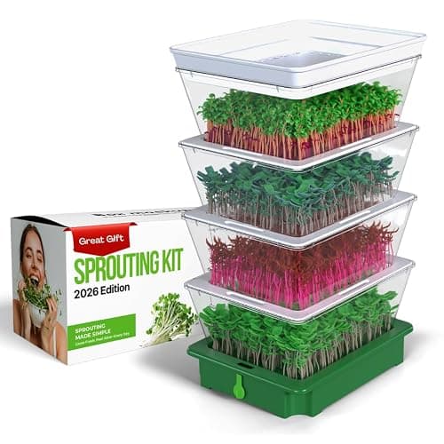 ZESTIGREENS 4-Tier Sprouting Kit with Drain Spout – Stackable Seed Sprouter Trays for Growing Fresh Sprouts at Home – BPA-Free, Easy Rinse & Drain System - Image 1