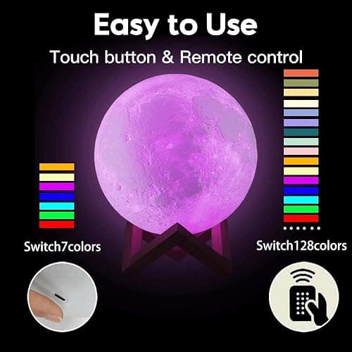 ACED Mondlampe 2023 Upgrade 3D Mondlicht 16 Farben mit Holzständer Remote/Touch Control und USB wiederaufladbar Geschenke für Frauen Mädchen Jungen - Image 1