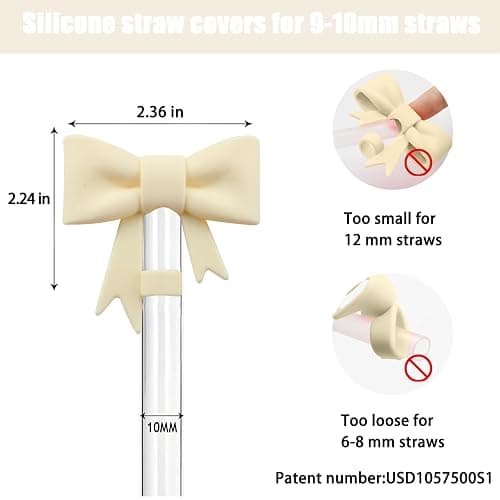 Hpebl 6Pcs Silicone Straw Toppers Covers for Stanley Cups 40/30oz 10mm(0.4in) Dust-Proof Bow Straw Covers Toppers Suitbale for Stanley Cup Accessories Reusable Straws Caps (Colorful F) thumbnail 3