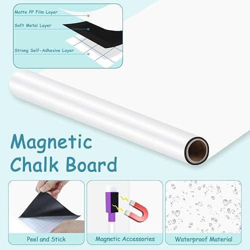 TPCSCH Magnetic WhiteBoard for Wall 40" x 32" Self-Adhesive Magnete Dry Erase White Board Sticker with Magnet Accessories Magnetic Wall Decal Peel and Stick Magnetic Wall Decal for Kids Playroom thumbnail 4