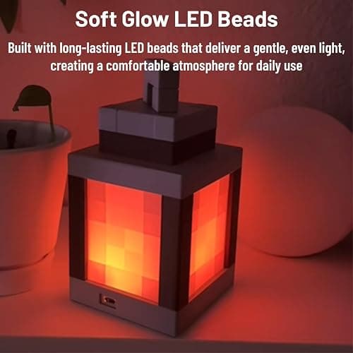 Pixelated Lantern LED Night Light, 16-Color Led Wall Mood Night Light with Remote Control, Rechargeable Table/Wall Night Lamp, for Bedroom & Home Decoration (with Chain) thumbnail 6