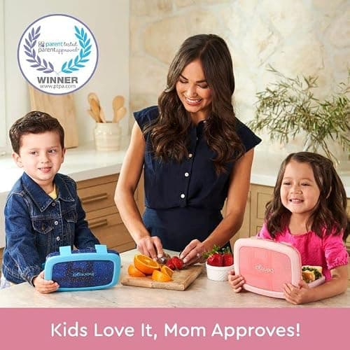 Bentgo Kids 5-Compartment Lunch Box - Glitter Design for School, Ideal for Ages 3-7, Leak-Proof, Drop-Proof, Dishwasher Safe, & Made with PFAS & BPA-Free Materials (Glitter Edition - Petal Pink) - Glitter Edition - Petal Pink thumbnail 5