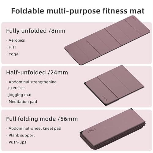 Foldable Yoga Mat Extra Thick 0.32 Inches Eco-Friendly POE Material, Non-Slip Design Fitness Mats, Multi-Purpose Workout Mats For Studio or Home Use (70 x 24 x 0.32 inches） thumbnail 3