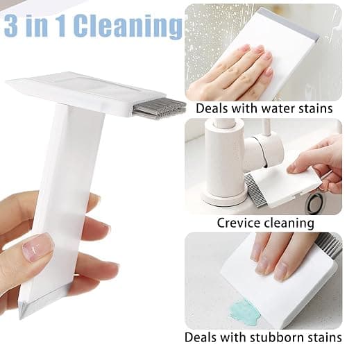 Ouliget Kitchen Sink Squeegee and Countertop Brush,3 in 1 Mini Squeegee Sponge Countertop Dirt Cleaning Brush,Multi Purpose Compact Brush Cleans Wet and Dry Spills thumbnail 4