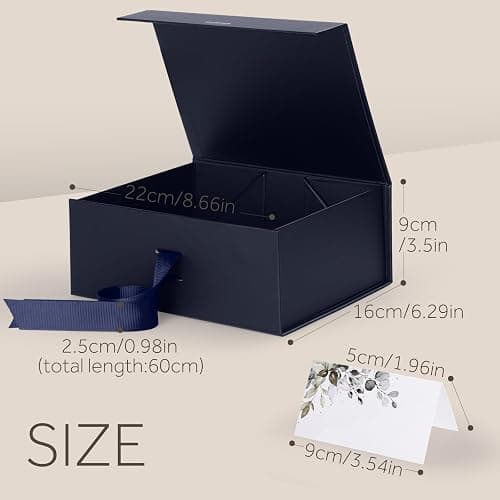 Geschenkbox,GeeRic Verpackungswelt Geschenk-Box mit Deckel 22 * 16 * 8.8cm Premium Geschenkbox mit Magnetverschluss und Geschenkband für Feiertage Hochzeit thumbnail 2