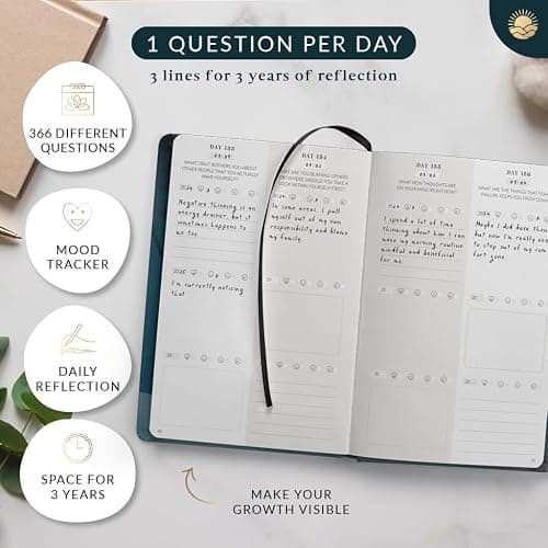 3-Year Gratitude Journal for Women "DEEPTALK CANYON" – Guided One Line a Day Journal with Prompts for Habit Tracking & Self Care – 5 Minute Journal for Daily Mindfulness and Lasting Change - black thumbnail 4