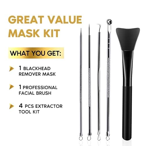 YLNALO Blackhead Remover Mask Kit, Charcoal Peel Off Facial Mask with Brush and Pimple Extractors, Deep Cleansing for Face Nose Blackhead Pores Acne, For All Skin Types (3.5 Fl.oz) thumbnail 5