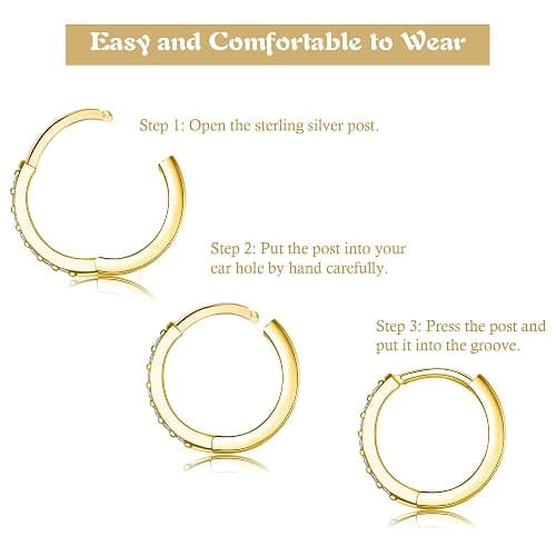 Bsoepnr 4 Pairs Gold Hoop Earrings Set for Women, Dainty 14K Gold Plated Small Huggie Stud Earrings Hypoallergenic Dangle Cartilage Huggie Hoop Earrings for Multiple Piercings thumbnail 5